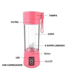 Mini Liquidificador Portátil Usb Recarregável Mixer (Rosa) - 4