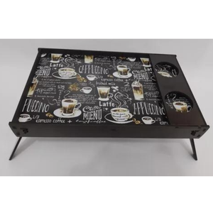 Bandeja Cafe Da Manha Adesivado Com Pé e Porta Copo - MDF - Cantinho do Café - Dia Dos Namorados