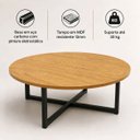 Ver imagem 4 de Mesa de Centro Auxiliar Mesa de Apoio para Sala de Estar Redonda 60cm Madeira MDF Aço Carbono