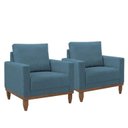 Ver imagem 1 de Conj. 02 Peças Poltrona Decorativa com Almofada Sara Due Decor - Linho Azul