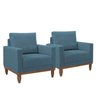 Conj. 02 Peças Poltrona Decorativa com Almofada Sara Due Decor - Linho Azul - 1