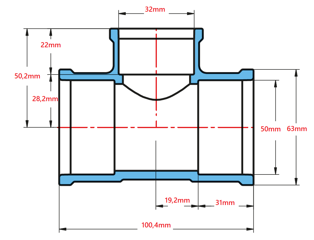 Te Redução Soldavel 50x32mm Krona - 2