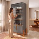 Ver imagem 5 de Cristaleira 4 Portas Vidro MDF Cinza Perola 83cm Lizz