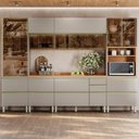 Ver imagem 2 de Cozinha Modulada Proença 6 Peças com Paneleiro 1 Forno e Aéreo 120cm Nogueira Touch/nude Prime Tx