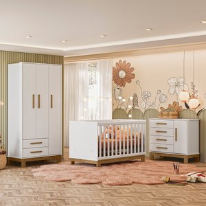 Quarto de Bebê Qencanto Slim Completo Qmovi Branco Acetinado