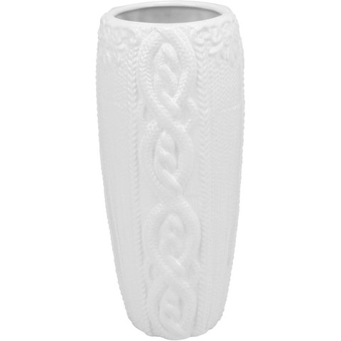 Vaso Chateau Decorativo Cachepô Enfeite 29x13x13cm Cerâmica Branco