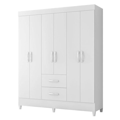 Guarda Roupa Casal Mobi 06 Portas Branco Rosa Flex - Móveis Albatroz