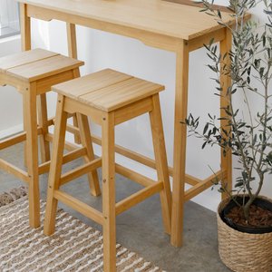 Banqueta Alta Moema 75Ax35Lx35P em Madeira Cubomob MEL