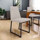Ver imagem 2 de Cadeira para Sala de Jantar Base Aço Industrial Preto Dafne L02 Linho Bege - Lyam Decor