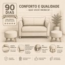 Ver imagem 6 de Kit Namoradeira Lisboa 2 Lugares + 2 Puffs Redondos em Suede para Sala Bordô Conforto e Luxo