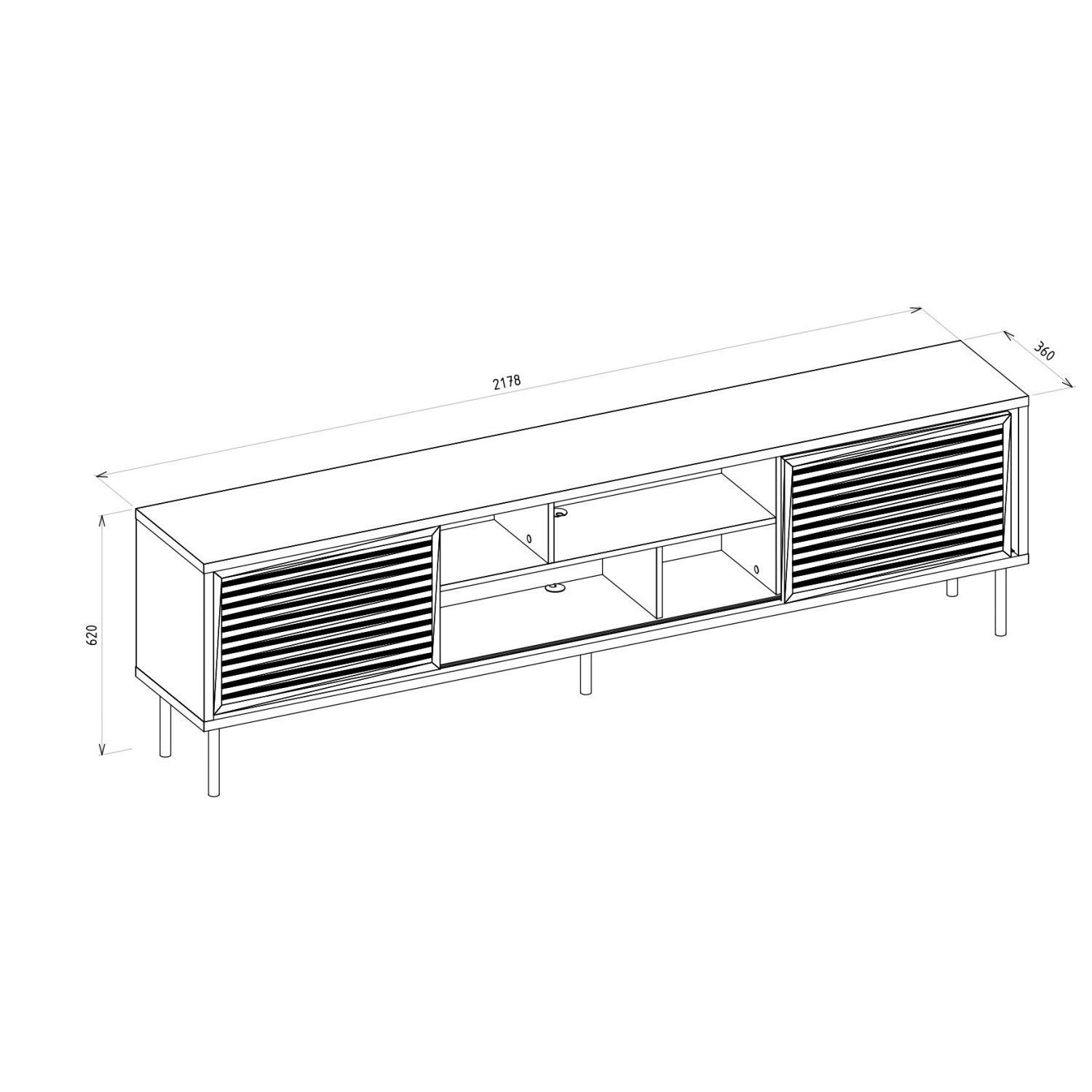 Rack para TV até 75 Polegadas Industrial 220cm em BP Porta Pier Multiverso CabeCasa MadeiraMadeira - 4