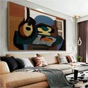 Ver imagem 1 de Quadro Decorativo Pablo Picasso Natureza Com Bandolim E Bolo:60x40 cm/PRETA