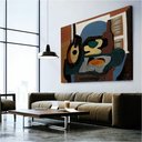 Ver imagem 2 de Quadro Decorativo Pablo Picasso Natureza Com Bandolim E Bolo:60x40 cm/PRETA