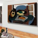 Ver imagem 3 de Quadro Decorativo Pablo Picasso Natureza Com Bandolim E Bolo:60x40 cm/PRETA
