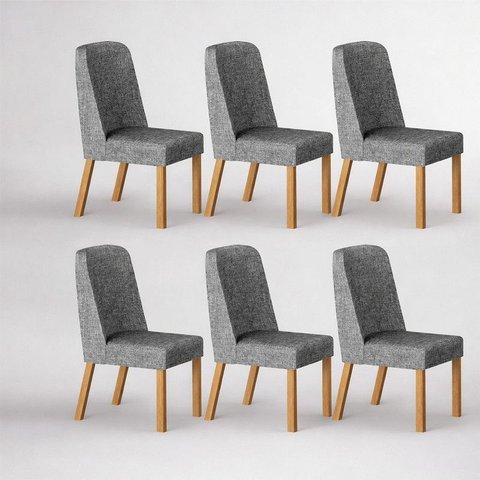 Kit 6 Cadeiras Maciça de Jantar Estofada Iza- Arbo Design