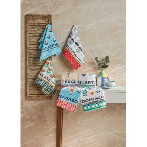 Pano de Copa Lepper Estampado Semaninha Pop 40cm X 60cm 7 Peças