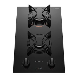 Cooktop 2 Bocas Preto Mesa de Vidro Atlas U Top Bivolt