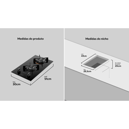Cooktop 2 Bocas Preto Mesa de Vidro Atlas U Top Bivolt - 5