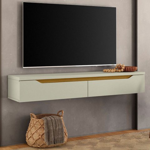 Rack para Tv até 50 Polegadas Suspenso Uno 2 Portas Off White/cedro/freijó - Olivar Móveis