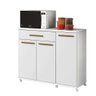 Balcão 3 Portas 1 Gaveta para Microondas com Rodinhas Branco - 5