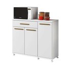 Ver imagem 5 de Balcão 3 Portas 1 Gaveta para Microondas com Rodinhas Branco