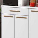 Ver imagem 4 de Balcão 3 Portas 1 Gaveta para Microondas com Rodinhas Branco