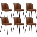 Ver imagem 1 de Kit 6 Cadeiras Sala de Jantar Estofada Gavi L02 Couríssimo Marrom - Lyam Decor