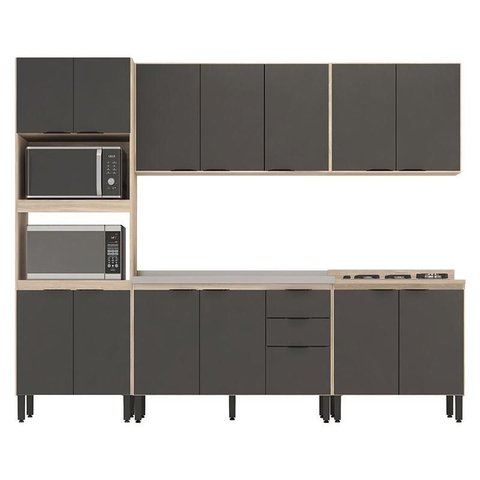 Cozinha Modulada Firenze Fhr001 Avena Touch Grafito - Demóbile