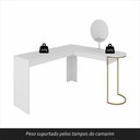 Ver imagem 6 de Escrivaninha Penteadeira em L com Espelho Mavi Dourado/branco - M.a Dourado/branco