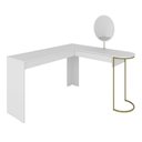 Ver imagem 1 de Escrivaninha Penteadeira em L com Espelho Mavi Dourado/branco - M.a Dourado/branco