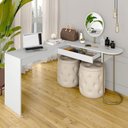 Ver imagem 5 de Escrivaninha Penteadeira em L com Espelho Mavi Dourado/branco - M.a Dourado/branco