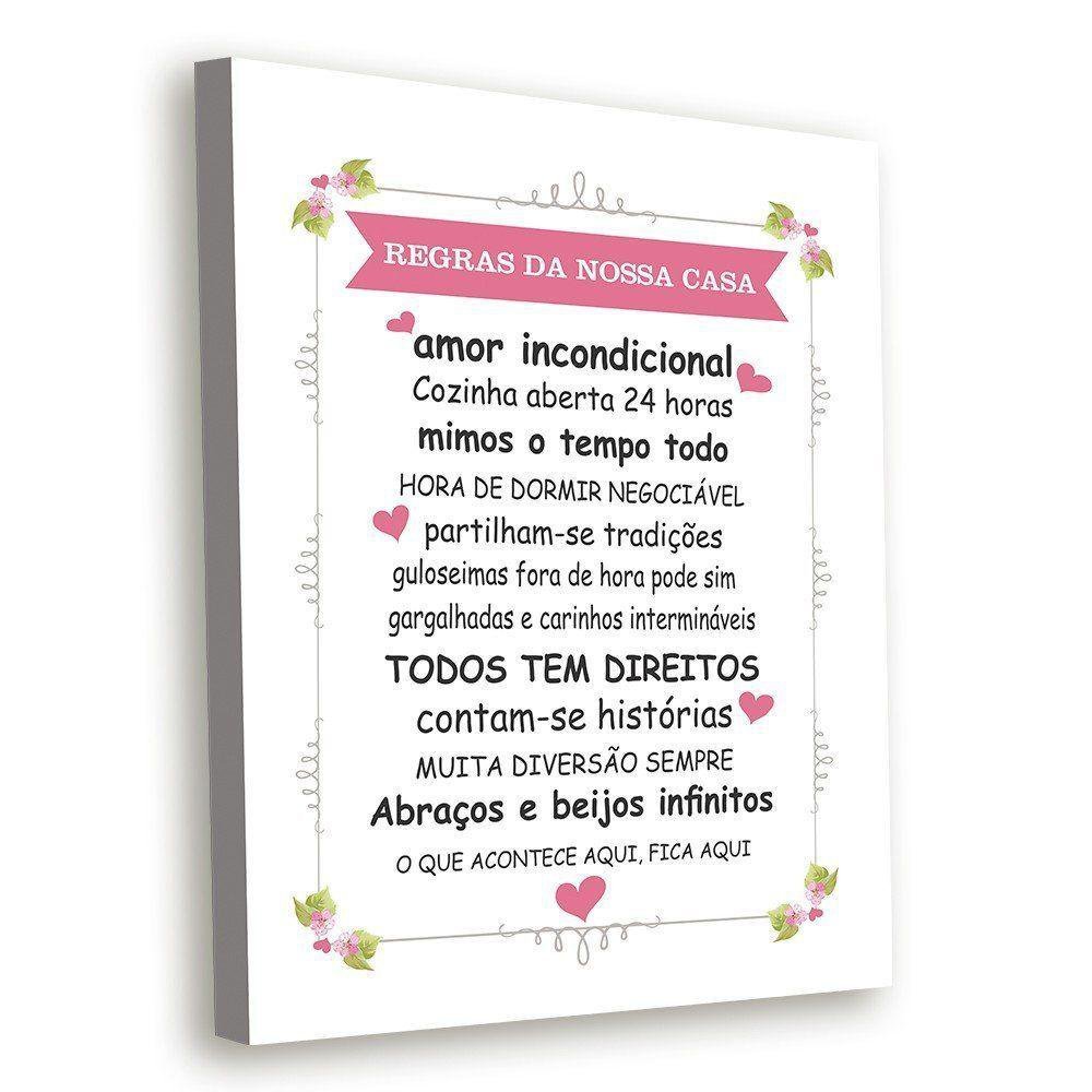Tela Decorativa Regras Da Nossa Casa 30X40Cm - 1