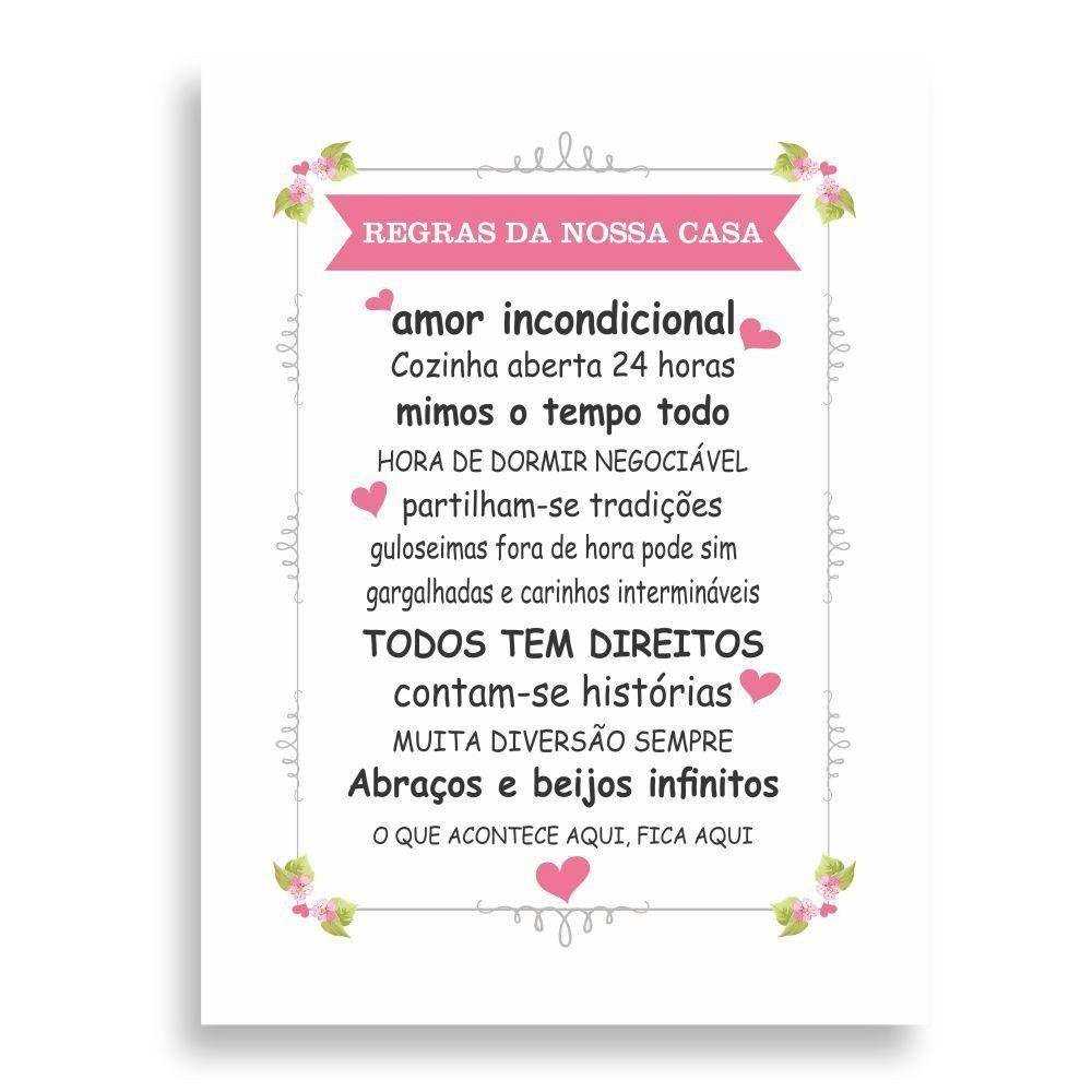 Tela Decorativa Regras Da Nossa Casa 30X40Cm - 2