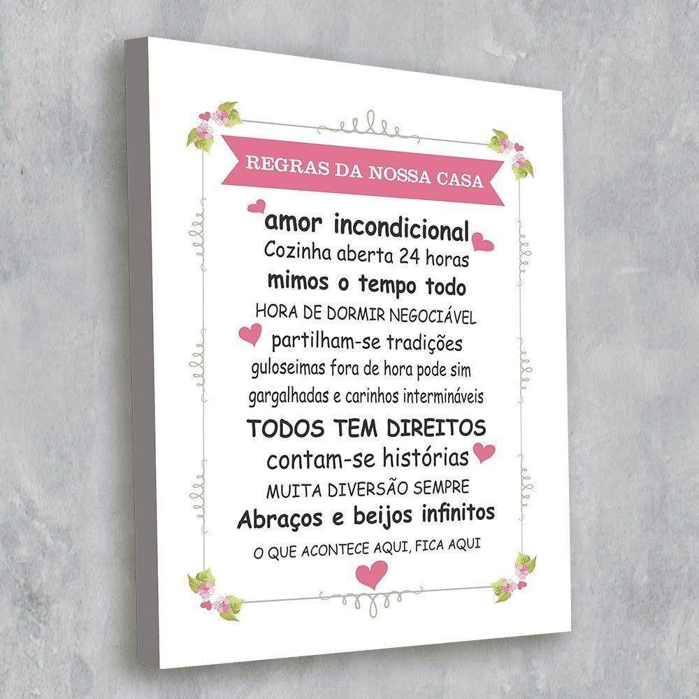 Tela Decorativa Regras Da Nossa Casa 30X40Cm - 3