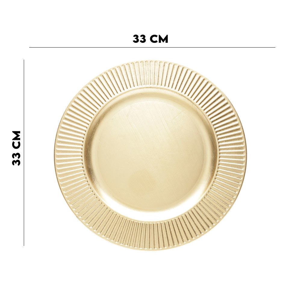 Sousplat De Plástico Primer Dourado Lyor 33cm - 2