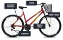 Ver imagem 5 de Bicicleta Colli Cazelle Allegra Aro 26 Freio V-brake Quadro 18 Vermelho