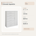 Ver imagem 3 de Cômoda Sapateira 6 Gavetas e 1 Porta Branco Formimóveis