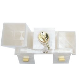Kit Lavabo com 4 Peças Elegance Acrílico Pérola com Dourado - 2