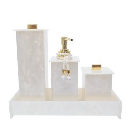 Kit Lavabo com 4 Peças Elegance Acrílico Pérola com Dourado - 1