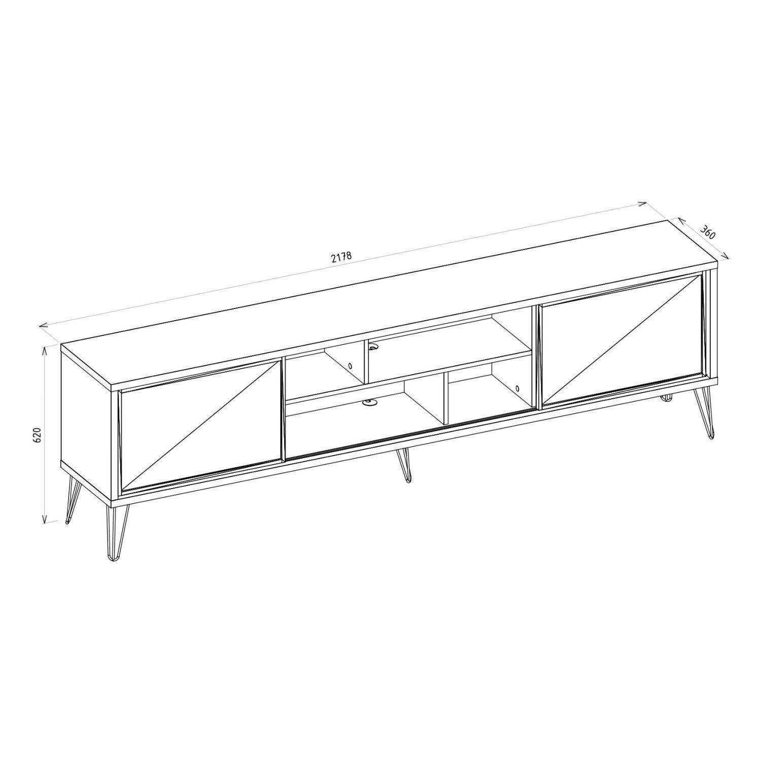 Rack para TV até 75 Polegadas Industrial Retrô 220cm em BP Porta Reflecta Multiverso CabeCasa MadeiraMadeira - 4