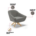 Ver imagem 6 de Kit 01 Namoradeira 02 Lugares e 02 Poltronas Giratória Giovana Suede Grafite Base Madeira MM30 - D