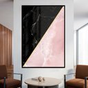 Ver imagem 1 de Quadro Decorativo Geométrico Mármore Preto e Rosa em Moldura Caixa Tacolado Moldura Trad 1cm Preta C