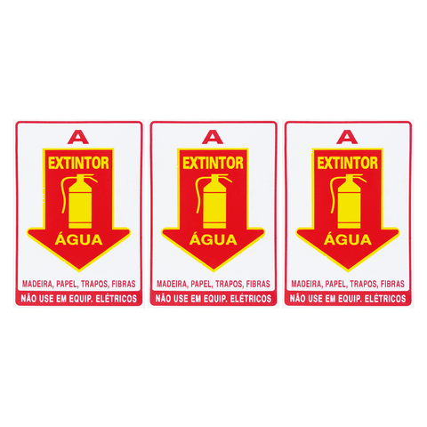 Combo 3 Placas De Sinalização Extintor A Água 20X30 Acesso - X-712 F9e