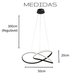 Lustres Pendente Metal Led Integrada Moderno Sala de Estar - 2