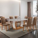 Ver imagem 2 de Mesa de Jantar Milena 180cm Tampo MDF Vidro Canto Copo com 6 Cadeiras Aline