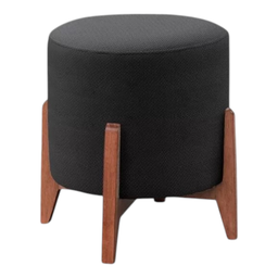 Puff Thor 3 Pés Veludo Preto Base em Madeira Maciça - Fri Varejo - 2