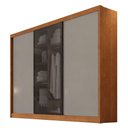 Ver imagem 1 de Guarda Roupa Casal Londres 3 Portas 1 com Vidro Reflecta 8 Gavetas Cinamomo Fendi - Novo Horizonte