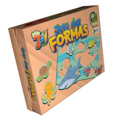 Brinquedo Jogo Das Formas Animais Marinhos em Mdf +3 Anos Paper Toy