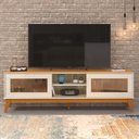 Ver imagem 1 de Rack para Tv até 65 Polegadas Bela 2 Portas Vidro Deslisante Reflecta 180cm -via Nossa - Off e Cedro