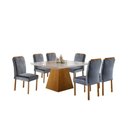 Ver imagem 2 de Conjunto Sala de Jantar Rubi Mesa Quadrada 135cm e 6 Cadeiras Madeira Maciça Veludo Móveis Mundial